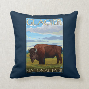 Coussin Scène de bison - parc national de glacier, la TA