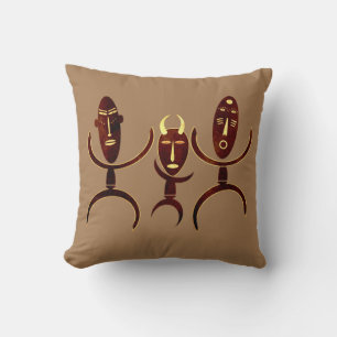 Coussin Scène de danse tribale africaine abstraite