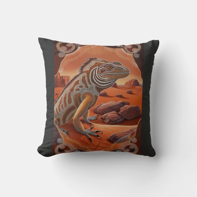 Coussin Scène de la faune australienne Iguana Lizard (Recto)
