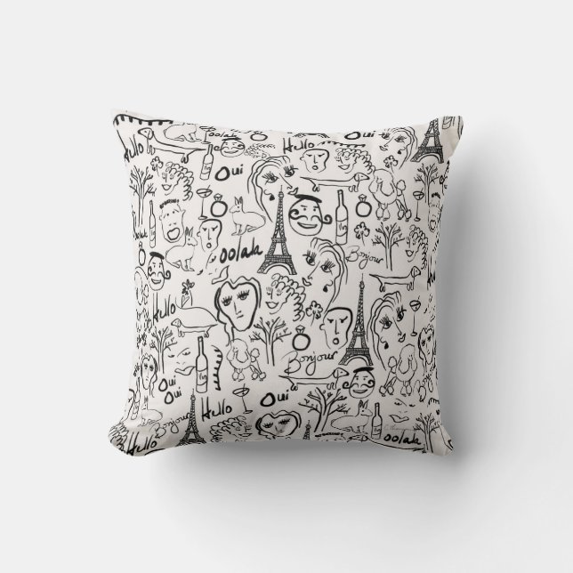 Coussin Scène de la rue Paris France par © Cathy Thompson (Recto)