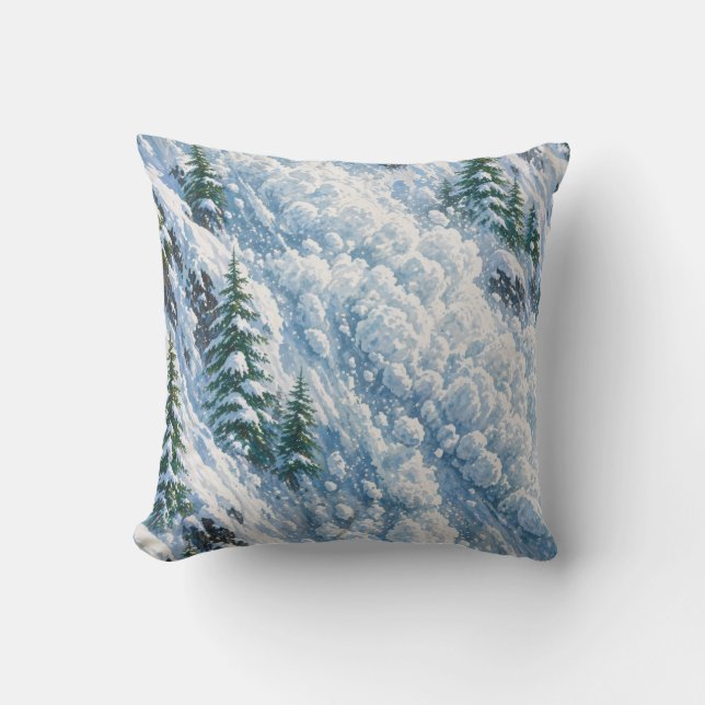 Coussin Scène de neige de montagne d'avalanche (Recto)