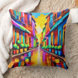 Coussin Scène de rue colorée Art