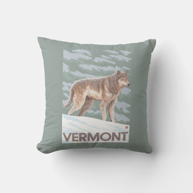 Coussin Scène de VermontWolf (Recto)