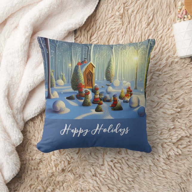 Coussin Scène fantasque de la forêt de Noël (Couverture)