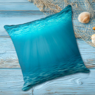 Coussin Scène sous-marine de l'océan bleu ensoleillé