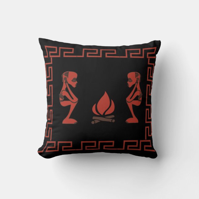 Coussin Scène tribale africaine Abstraite (Recto)