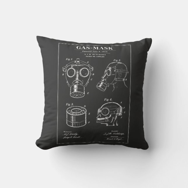 Coussin Schéma de plan de masque à gaz (Recto)