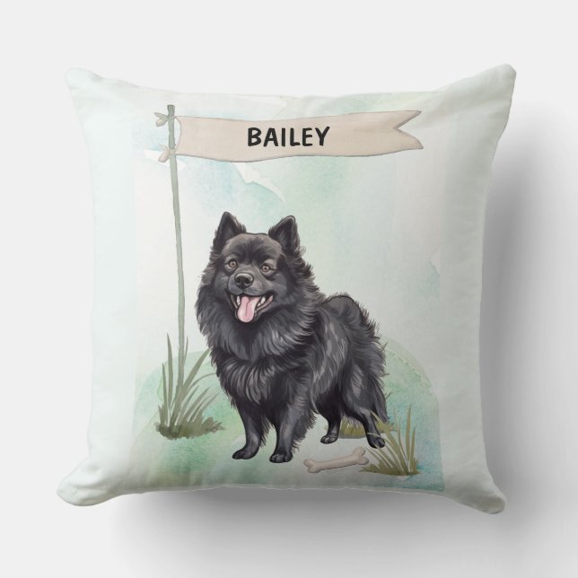 Coussin Schipperke Watercolor Personalized Dog (Recto)