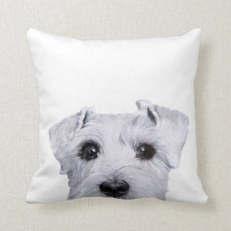 Coussin Schnauzer blanc, peinture originale et conception