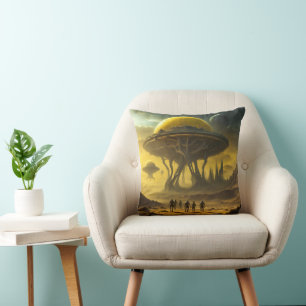 Coussin Sci-Fi Alien World View Planet Ufo Tower