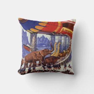 Coussin Science-fiction vintage, Animaux sauvages de l'Arc