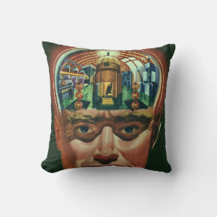 Coussin Science-fiction vintage, Cerveau Alien dans le Lab