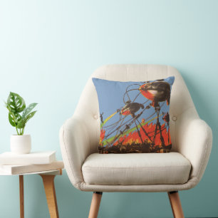 Coussin Science-fiction vintage HG Wells La Guerre des mon