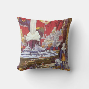 Coussin Science-fiction vintage, la cité perdue d'Atlantis