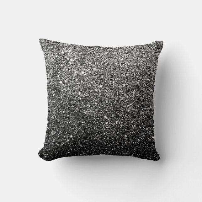 Coussin Scintillement élégant de noir de Faux (Recto)