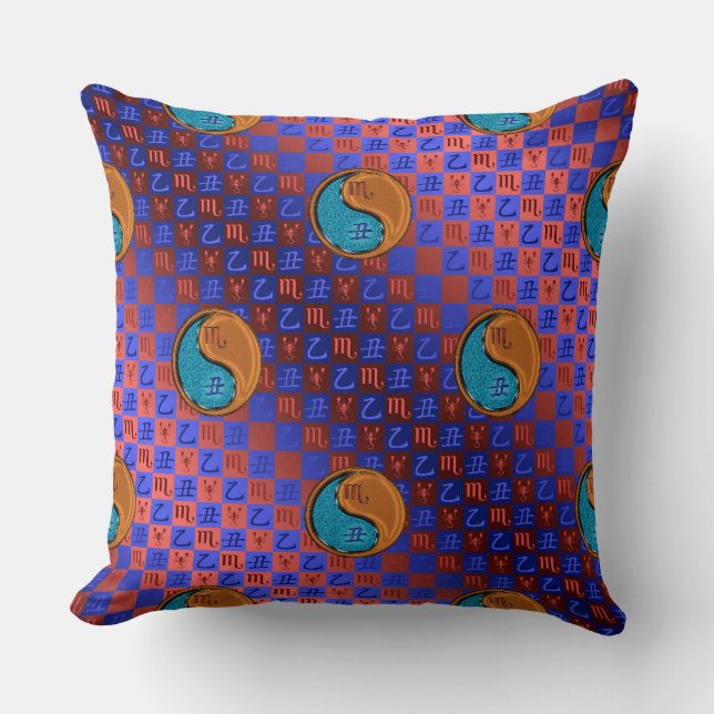 Coussin Scorpion & Bœuf de Bois (Recto)