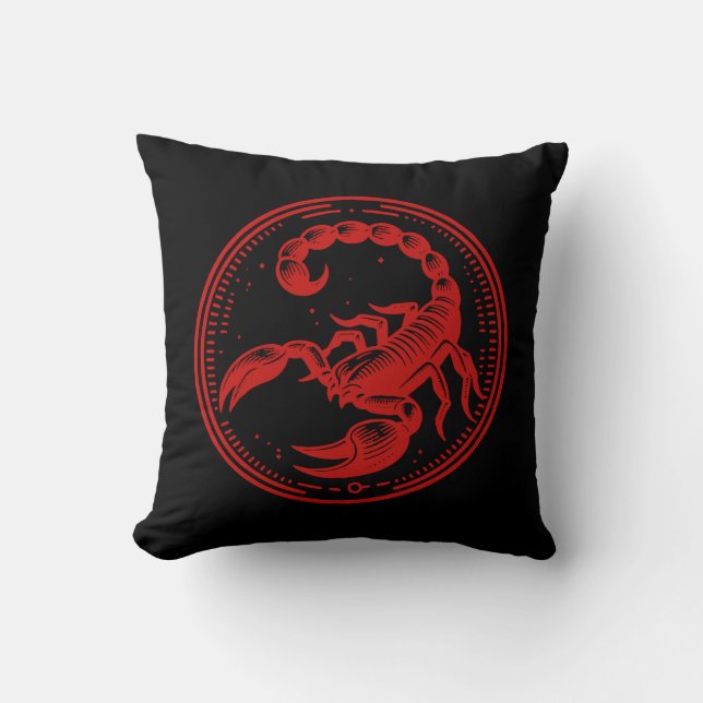Coussin Scorpion rouge Astrologie Scorpion SIGNE Zodiaque (Recto)