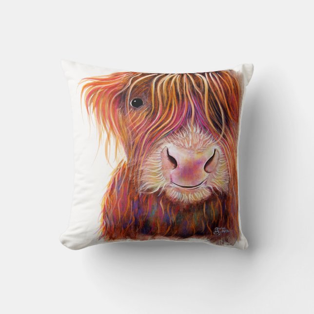 Coussin SCoTTiSH HigHLaND CoW ' THe KiD 2 ' par SHiRLeY Ma (Recto)