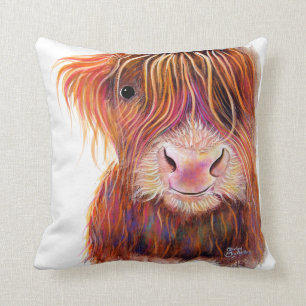 Coussin SCoTTiSH HigHLaND CoW ' THe KiD 2 ' par SHiRLeY Ma