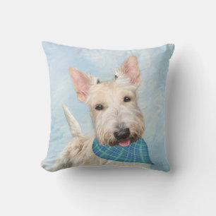 Coussin Scottish Terrier Wheaten Dog Painting Art original