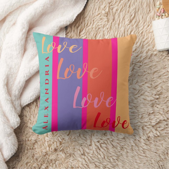 Coussin Script d'amour personnalisé coloré (Couverture)