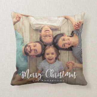 Coussin Script de Noël Joyeux | Photo de vacances