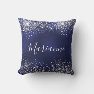 Coussin Script de nom de poussière de parties scintillant 
