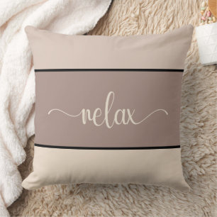 Coussin Script Earth Tones "Relax" Jeu d'oreiller