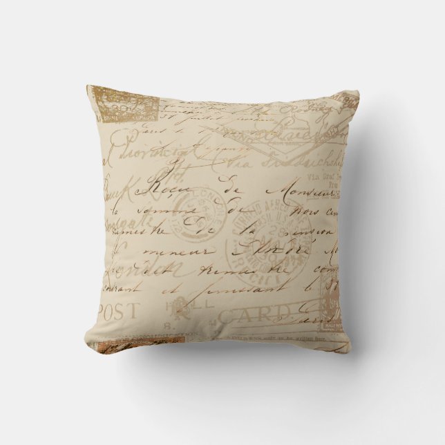 Coussin Script et timbres (Recto)