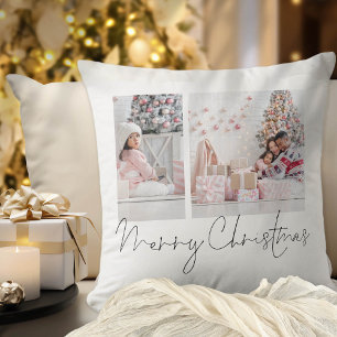 Coussin Script moderne 2 Photos Joyeux Noël