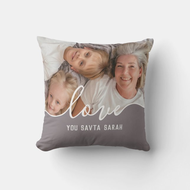 Coussin Script moderne Aimez-vous Grand-mère Photo Jeu d'o (Recto)