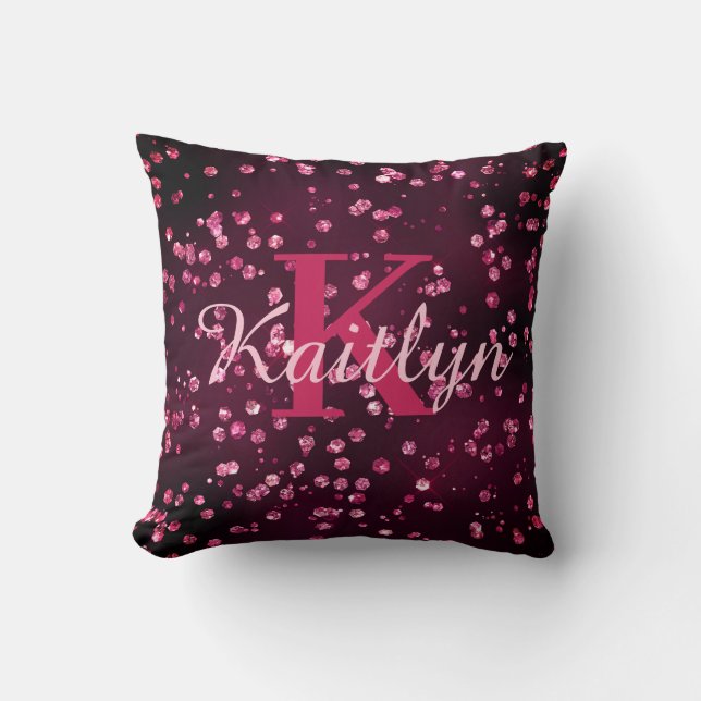 Coussin Script Monogramme de Parties scintillant rose-chau (Recto)