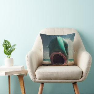 Coussin Sculpture de requin sur la plage