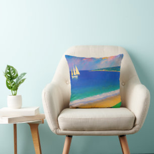 Coussin Sea Scape 09 "Yacht in the bay"