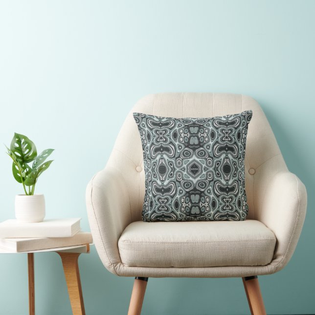 Coussin Seafoam Turquoise Green Grey Hip Bohemian Bali Art (Chaise)