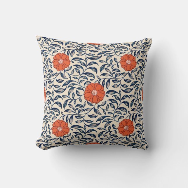 Coussin Seamless floral pattern with vibrant orange flower (Recto)