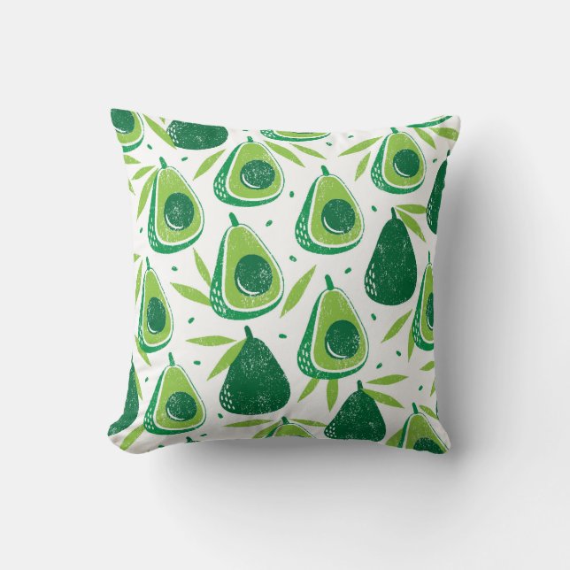 Coussin Seamless pattern with avocados. Stamp textured. vi (Recto)