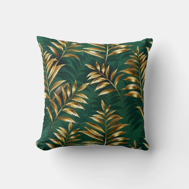 Coussin Seamless pattern with golden ferns (Recto)
