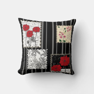Coussin Seamless retro vintage patchwork quilting poppies