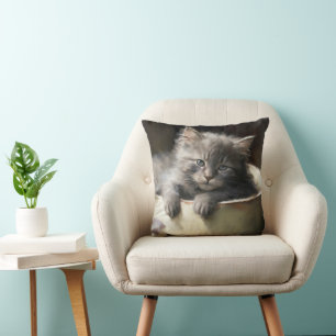Coussin Seau Plein De Joie Sweet Grey Kitten