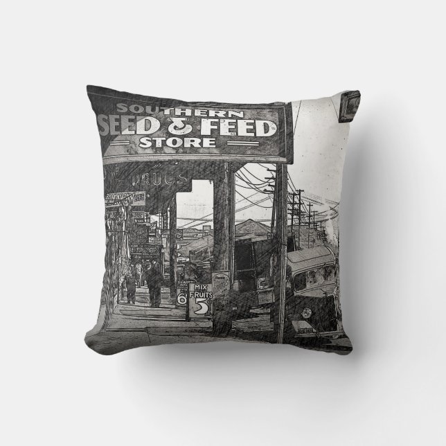 Coussin Seed & Feed vintage art pillow (Recto)