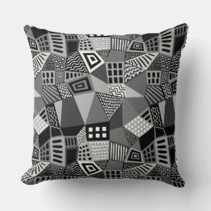 Coussin Segmenté Abstrait 070717 - Noir et blanc