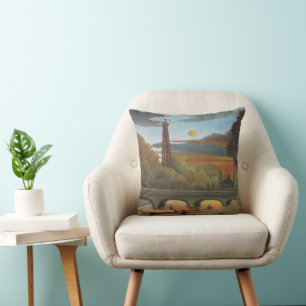 Coussin Seine et Tour Eiffel au coucher du soleil par Henr
