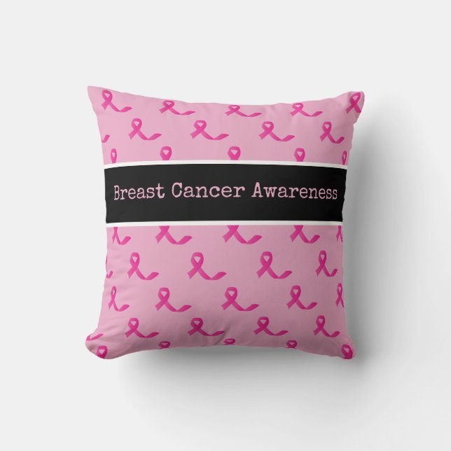 Coussin Sensibilisation au cancer du sein avec le ruban ro (Recto)
