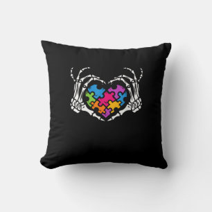 Coussin Sensibilisation sur l'autisme s Skeleton Main Hear
