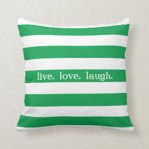 Coussin Sentiment fait sur commande V07 de rayure verte et