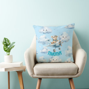 Coussin S'envole avec Teddy l'oreiller pilote
