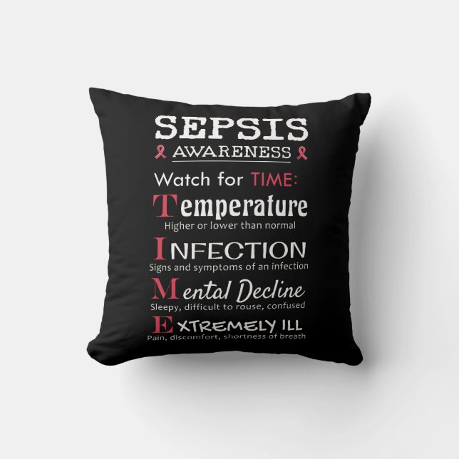 Coussin Sepsis Awareness Watch pour le guide TIME (Recto)