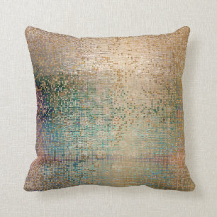 Coussin Séquin métallique à pinceau Turquoise or à la