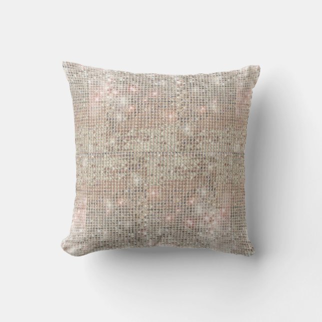 Coussin Séquins d'argent brillant Lancer l'oreiller (Recto)